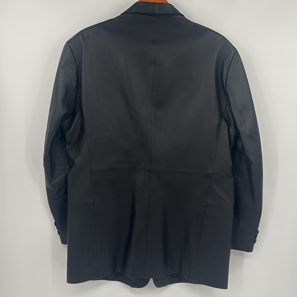 J. Ferrar Retro 70’s Genuine Leather Structured Sport Coat Jacket Blazer - Picture 8 of 15